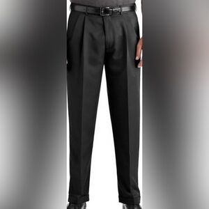 GEORGE size 36/30 BLACK, pleated, cuffed trousers. NEW WITH TAGS (NWT)